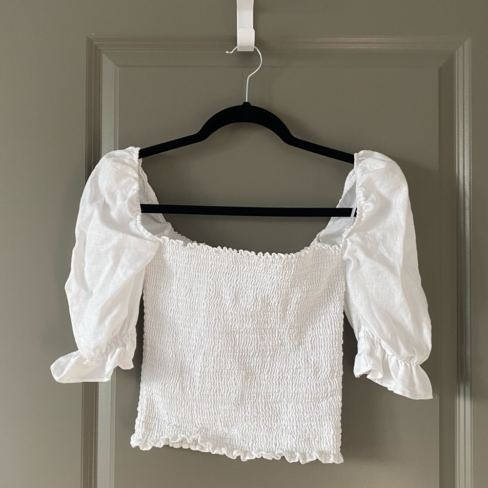 Reformation Clementine Linen Top in White
